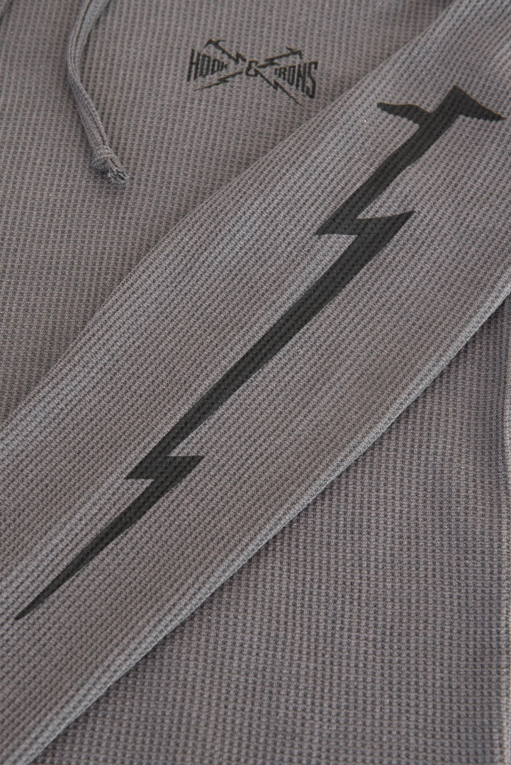 Night Lightning - Charcoal Waffle Hoodie