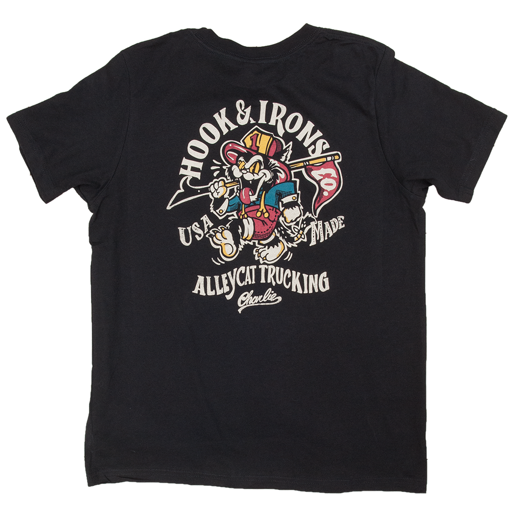 Children's Firefighter T-Shirt (Black) | Model: Alleycat (Kids)