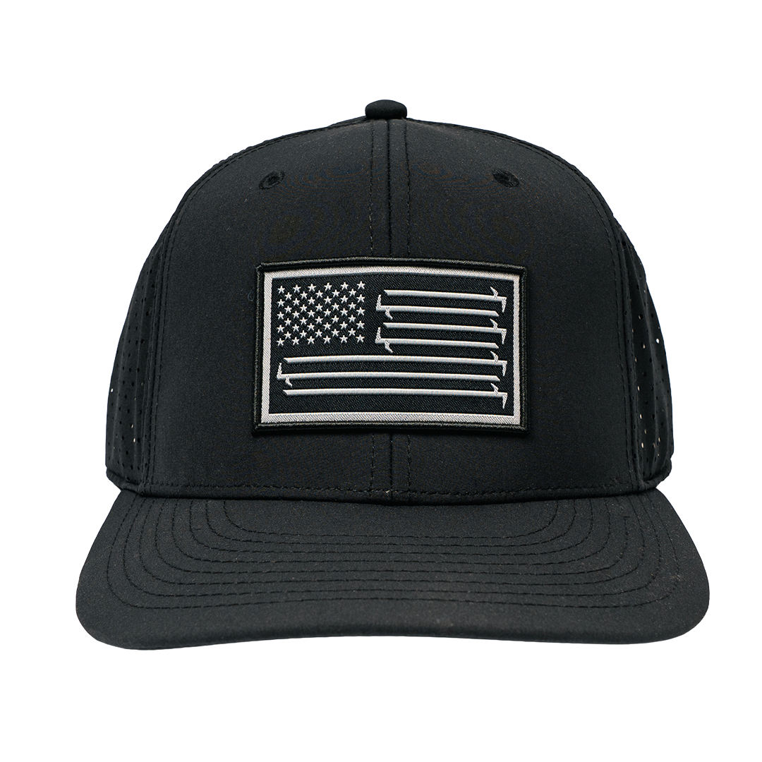 Stars And Bars Black - Stretchfit Techmesh Hat
