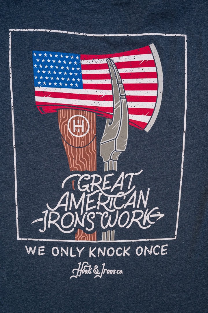 Great American Irons Work V2 - Heather Navy Tee