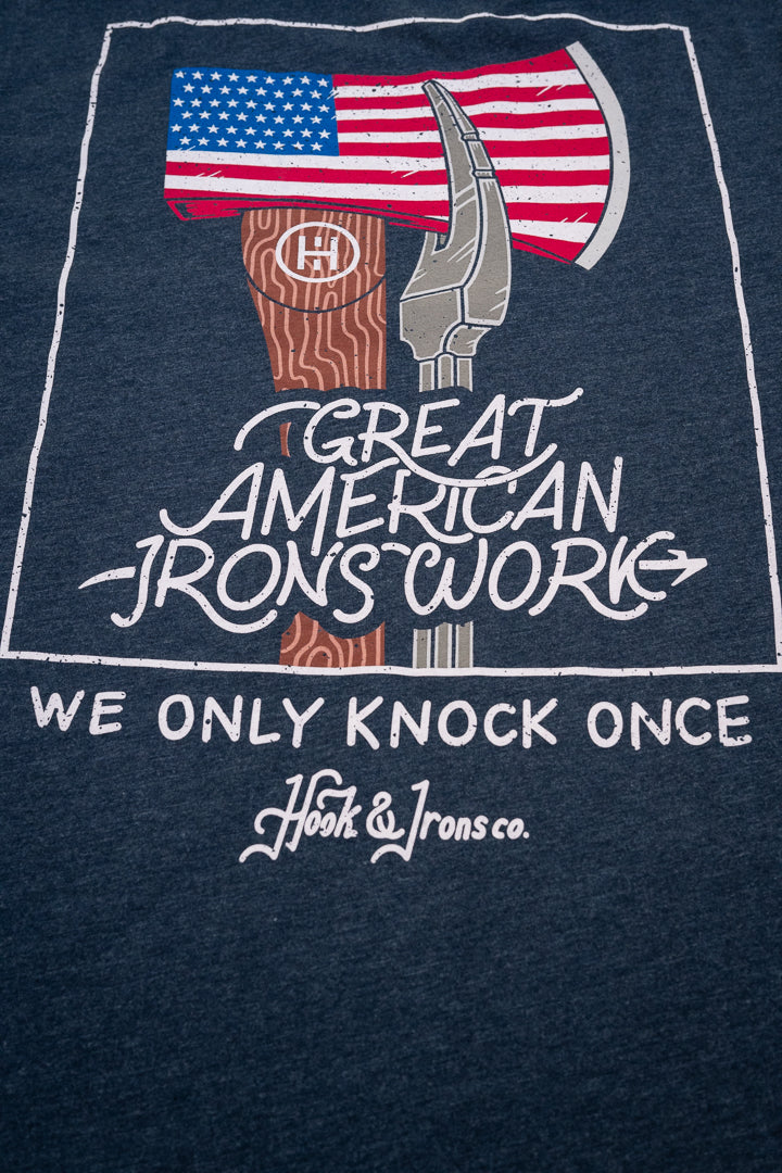 Great American Irons Work V2 - Heather Navy Tee