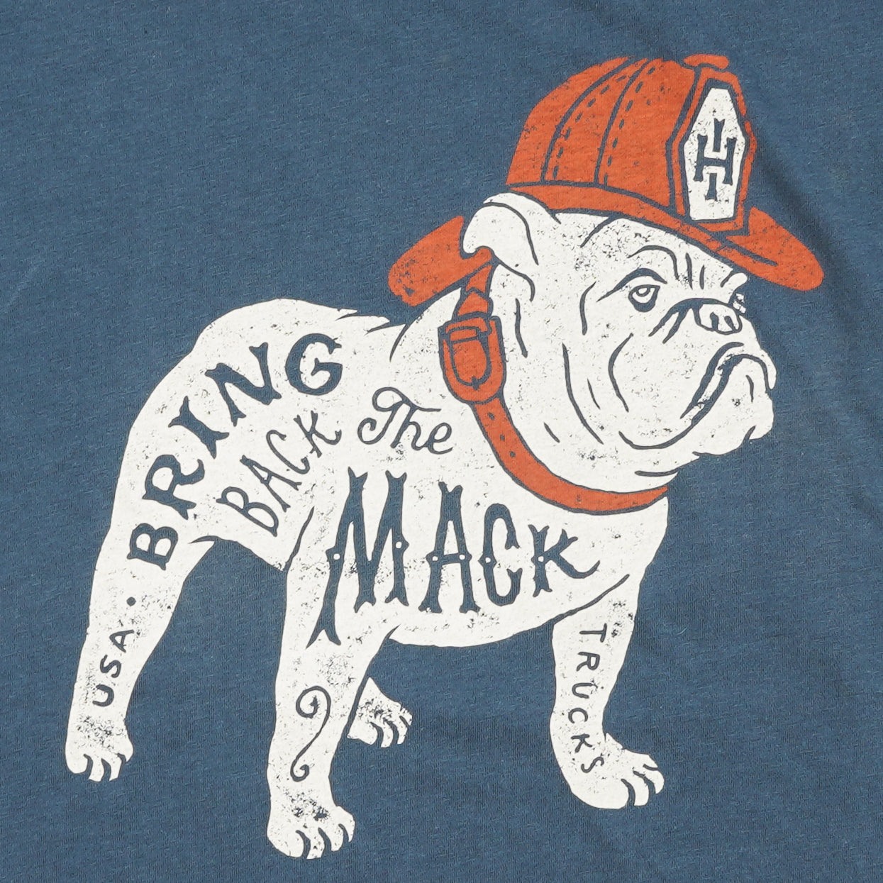 Womens Firefighter T-Shirt (Heather Navy) | Model: Bring Back The Mack