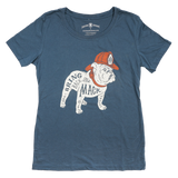 Womens Firefighter T-Shirt (Heather Navy) | Model: Bring Back The Mack