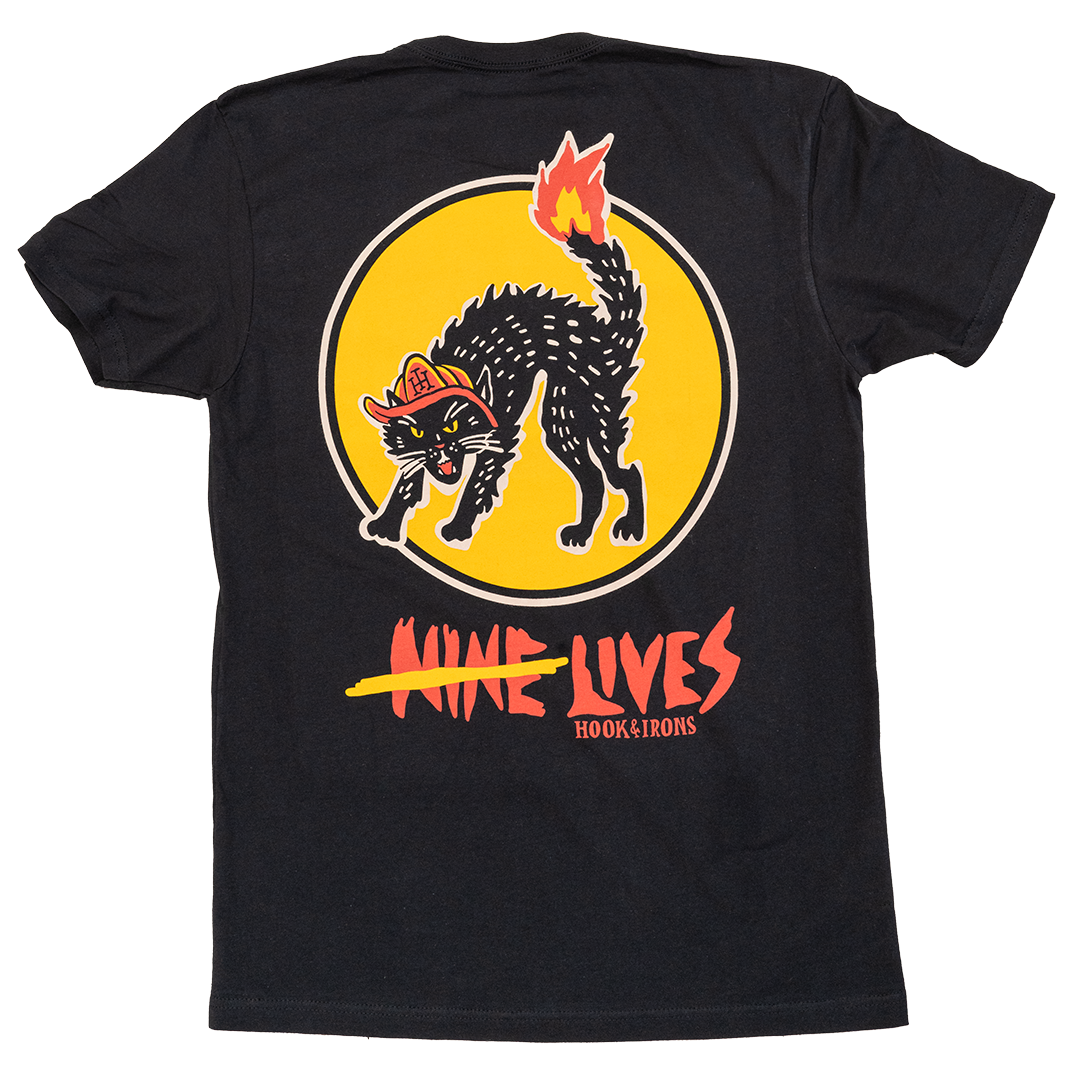 Firefighter T-Shirt (Black) | Model: Nine Lives