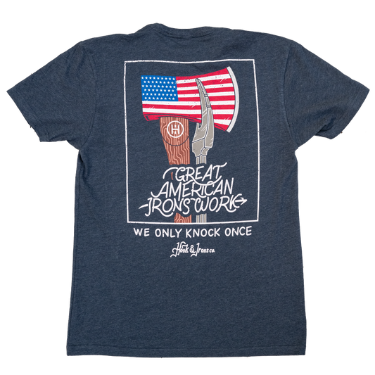 Firefighter T-Shirt (Heather Navy) | Model: Great American Irons Work V2