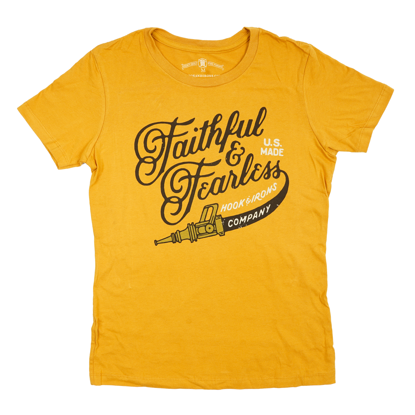 Womens Firefighter T-Shirt (Golden Rod) | Model: Faith & Fearless
