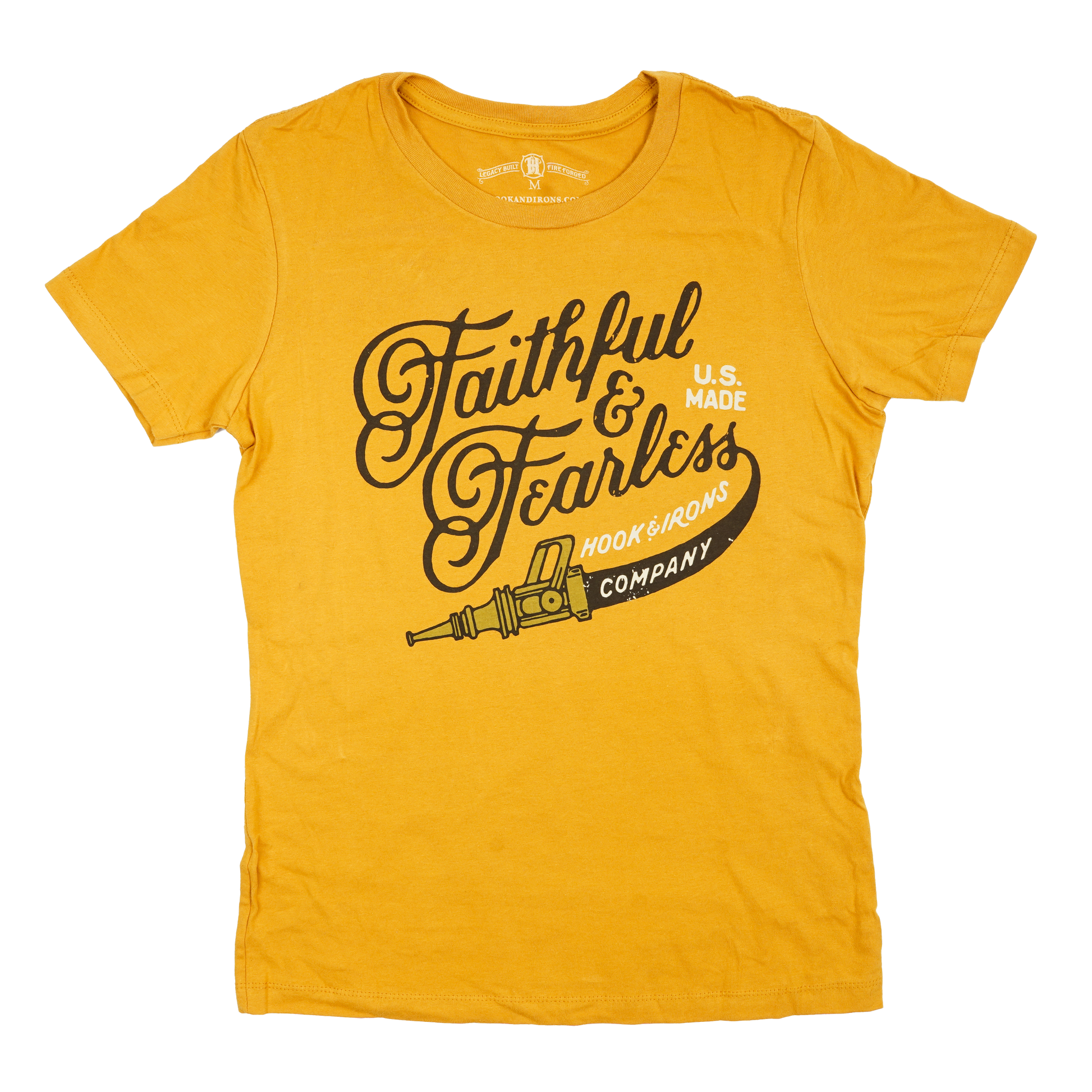 Womens Firefighter T-Shirt (Golden Rod) | Model: Faith & Fearless
