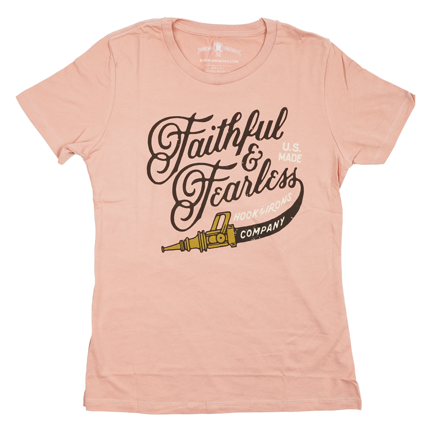 Womens Firefighter T-Shirt (Desert Pink) | Model: Faith & Fearless