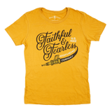 Womens Firefighter T-Shirt (Golden Rod) | Model: Faith & Fearless