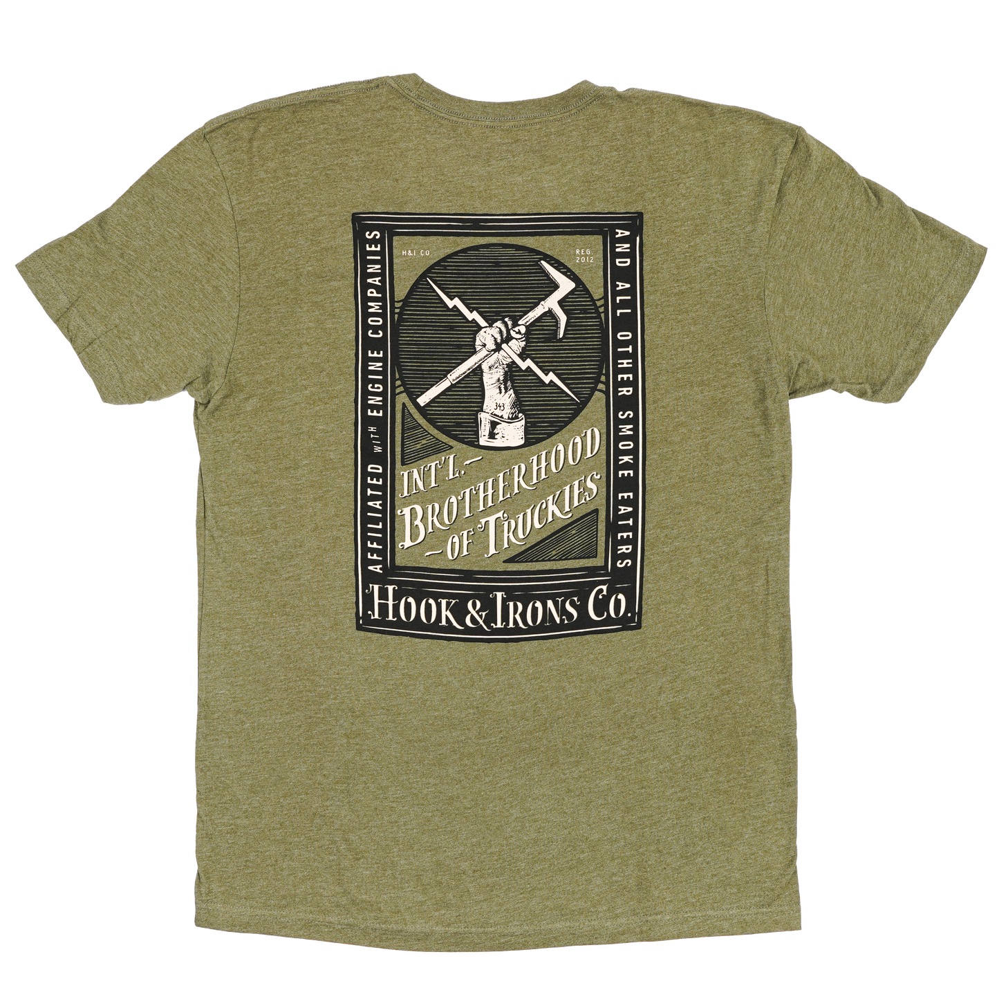 Firefighter T-Shirt (Olive Green) | Model: International Association of Truckies