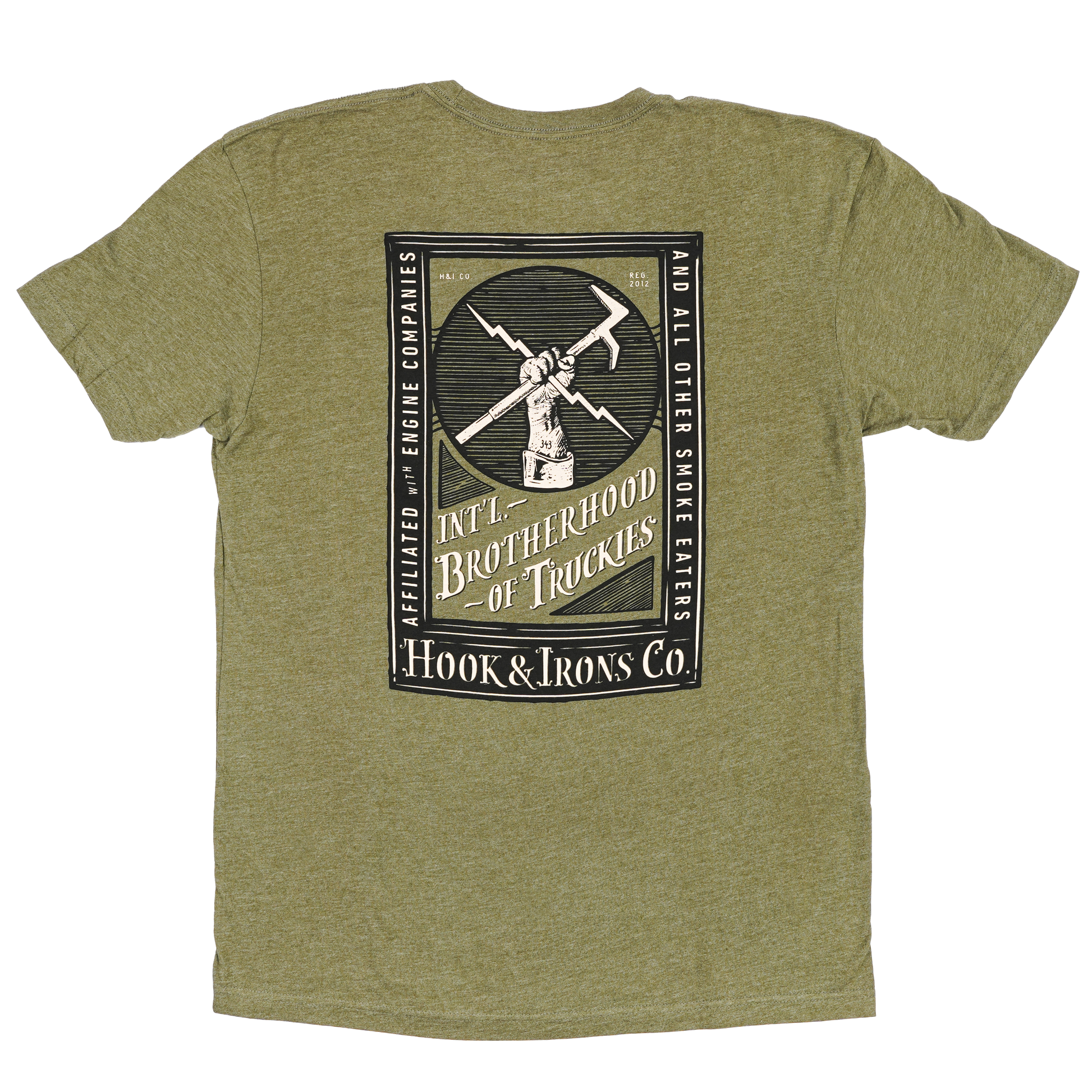 Firefighter T-Shirt (Olive Green) | Model: International Association of Truckies