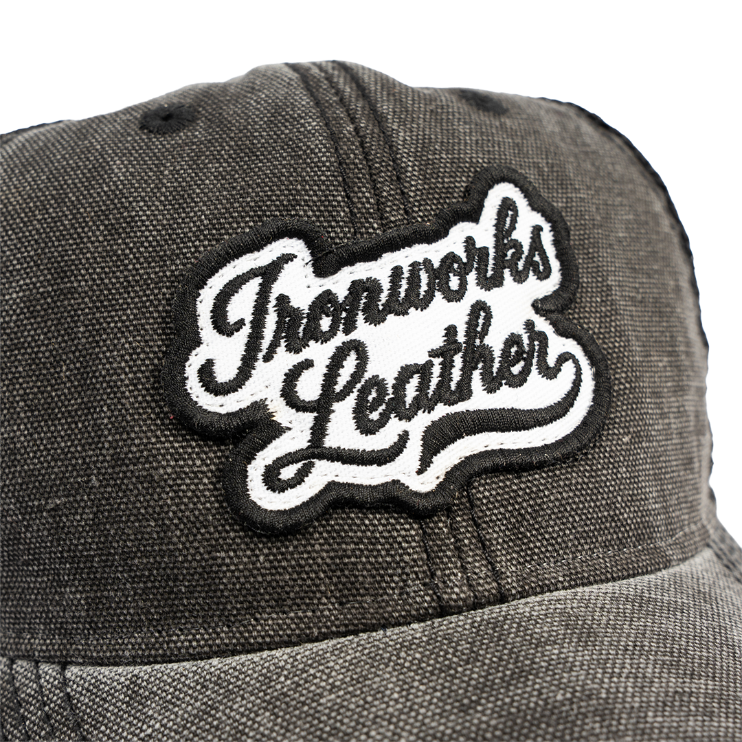 Ironworks Leather Trucker - Charcoal Snapback Hat