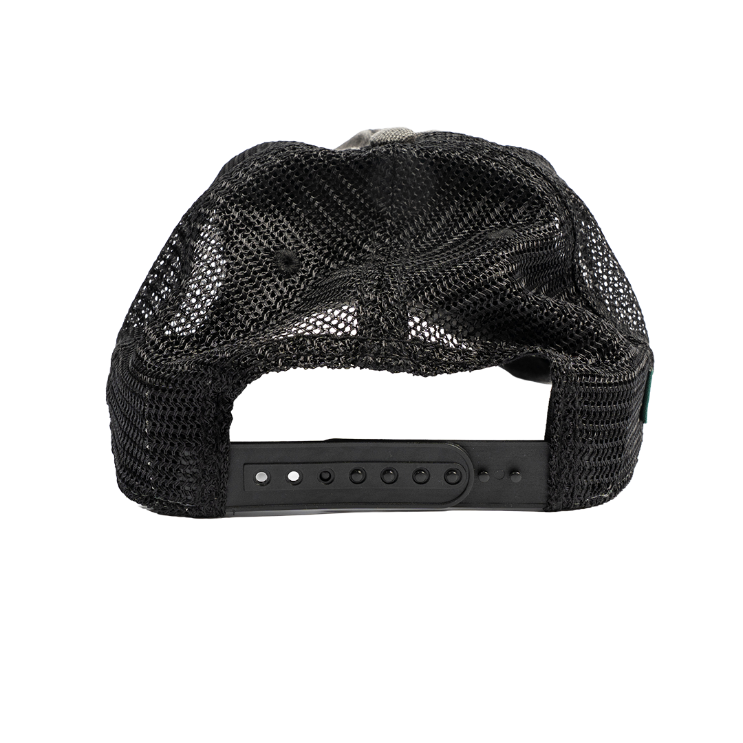 Ironworks Leather Trucker - Charcoal Snapback Hat