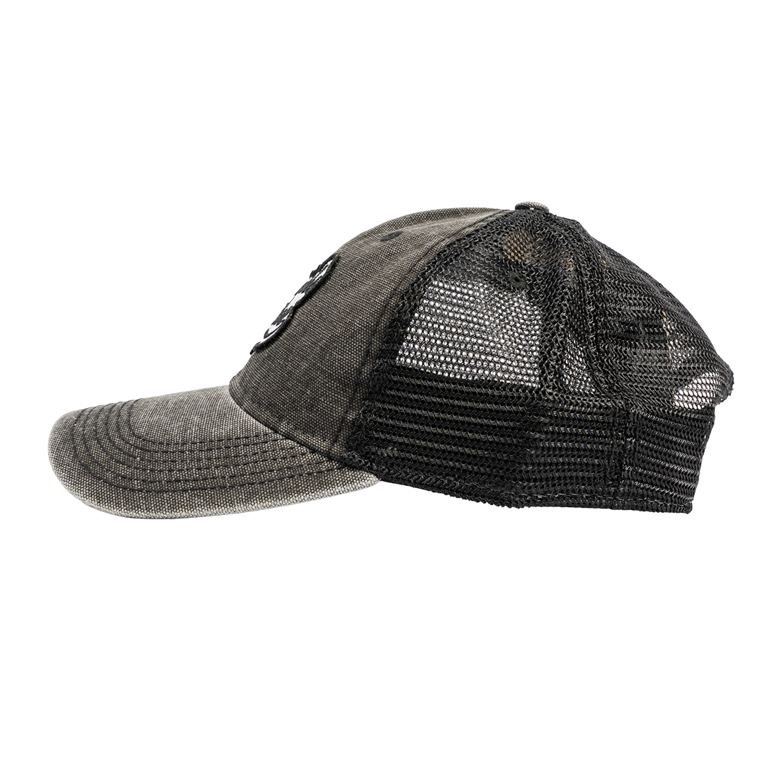 Ironworks Leather Trucker - Charcoal Snapback Hat