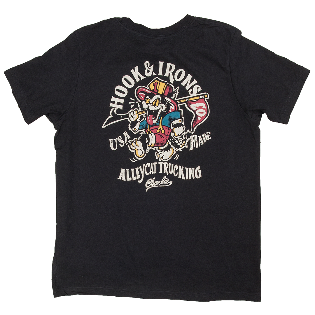 Children's Firefighter T-Shirt (Black) | Model: Alleycat (Kids)