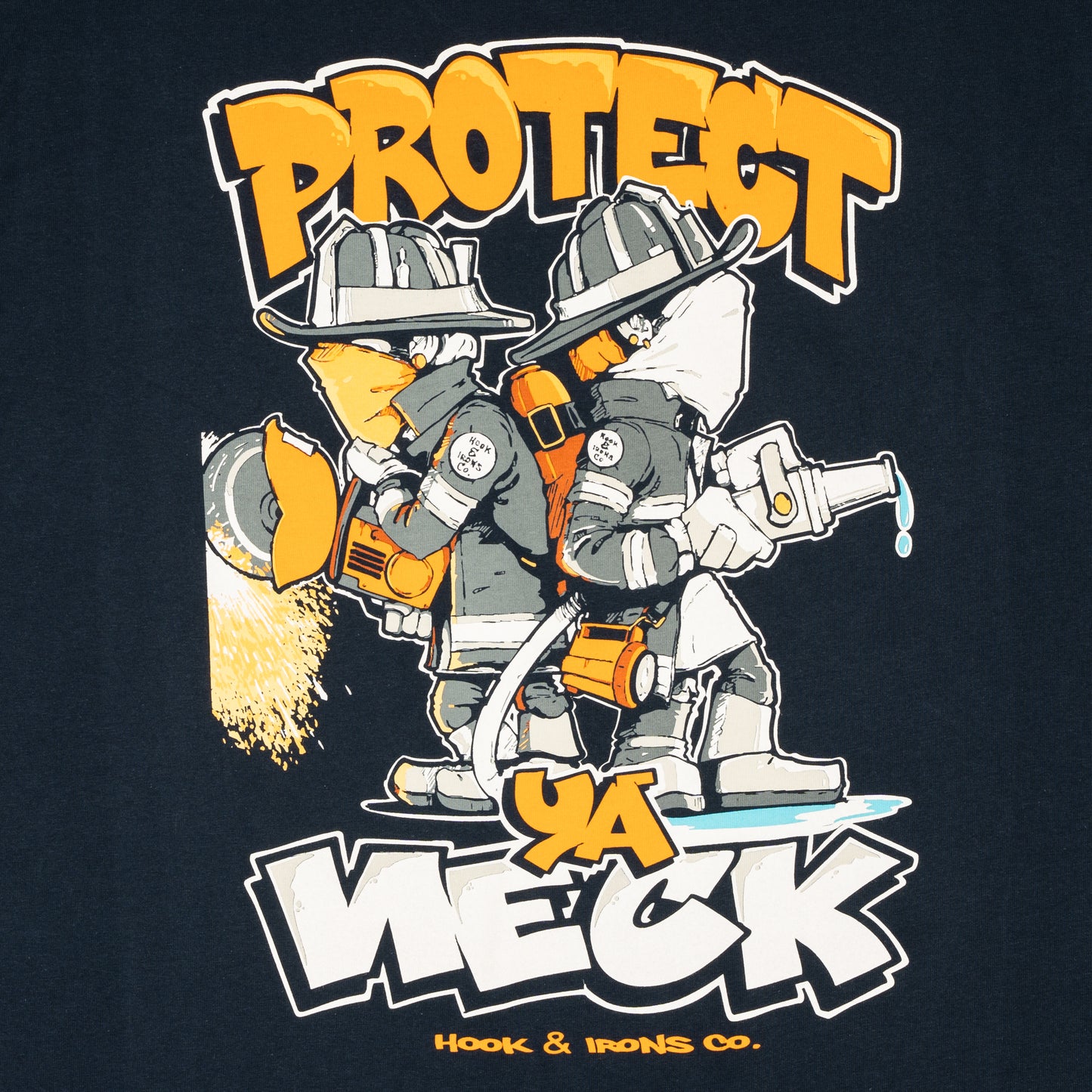 Firefighter T-Shirt (Navy) | Model: Protect Ya Neck