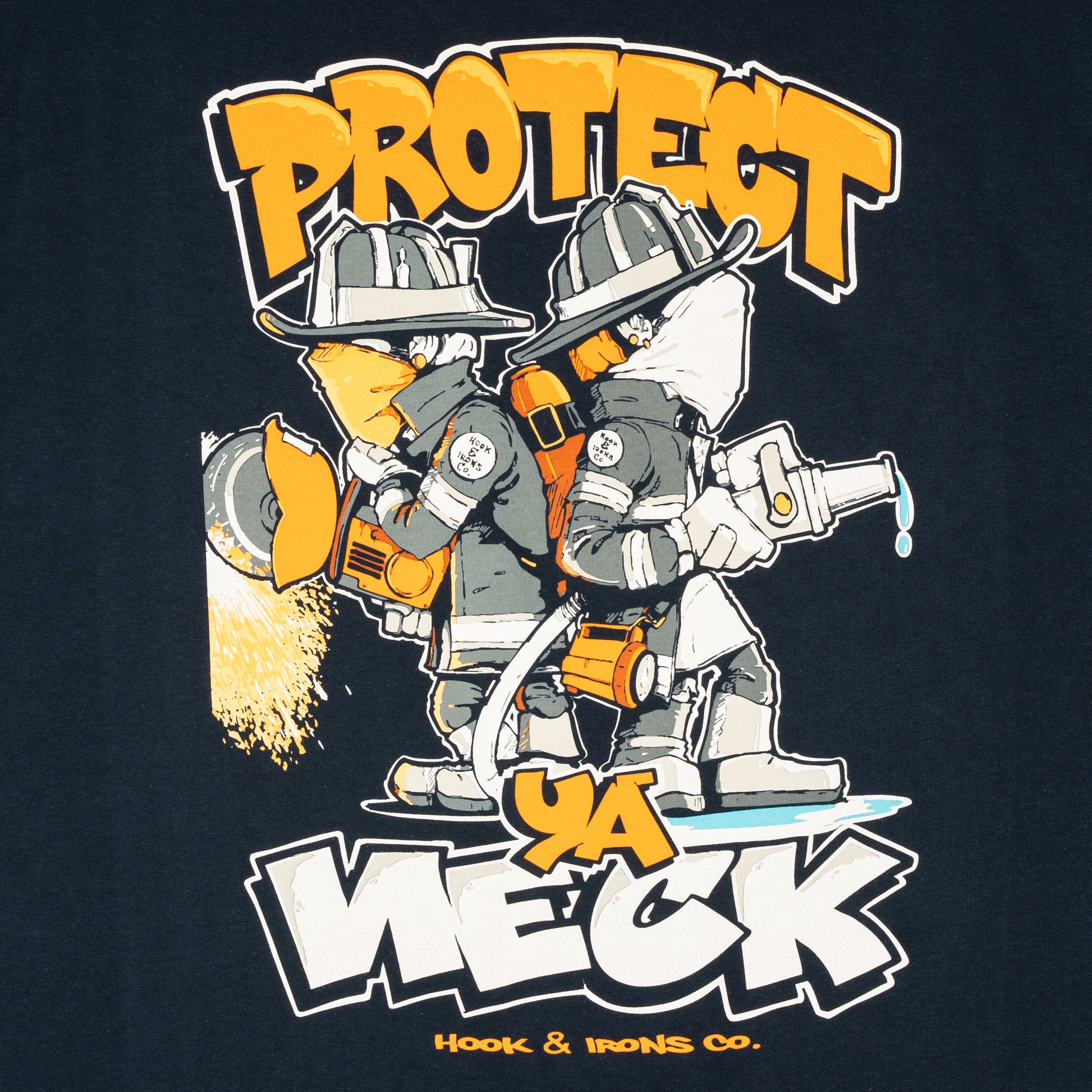 Firefighter T-Shirt (Navy) | Model: Protect Ya Neck