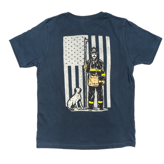 Youth Firefighter T-Shirt (Navy Blue) | Model: Service Over Self Youth