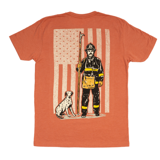 Firefighter T-Shirt (Heather Brick) | Model: Service Over Self