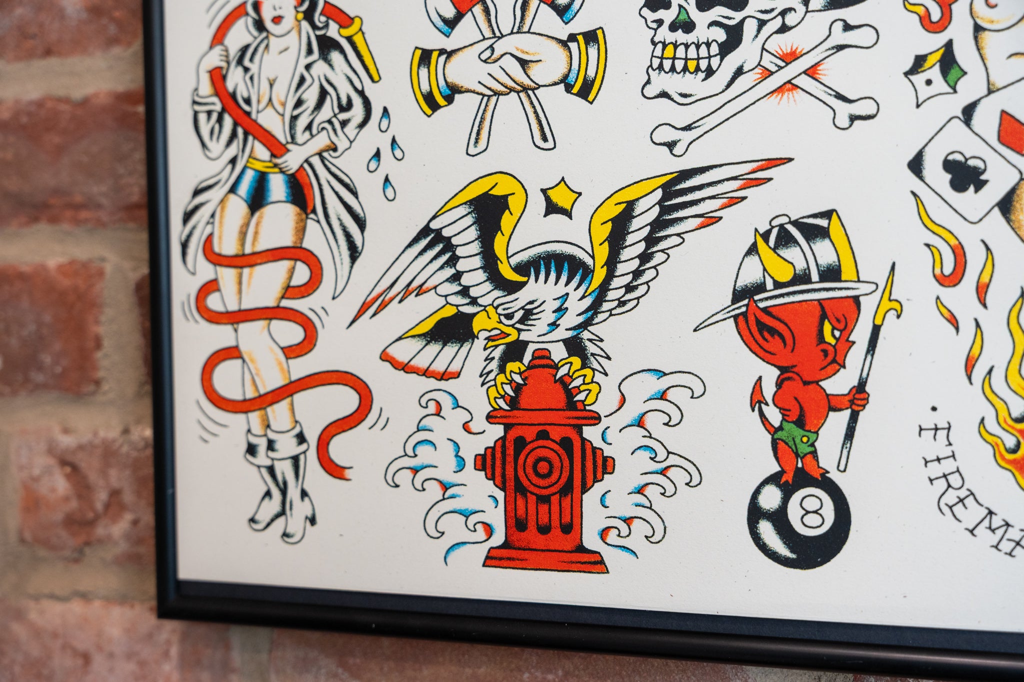 BDK TATTOO FLASH フラッシュ 刺青 Tattoo Flash Sheet (Artwork) - Firefighter Limited Edition Print
