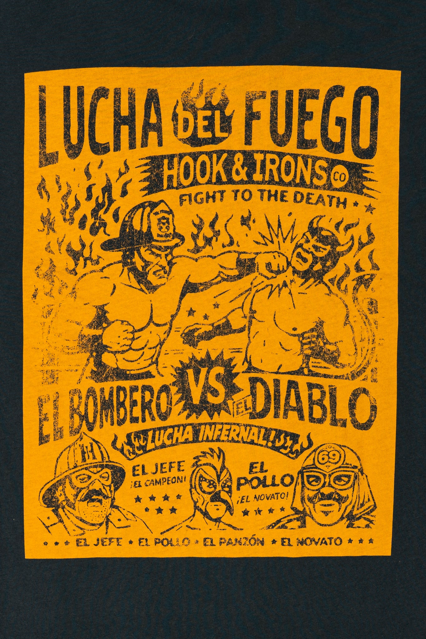 Lucha Del Fuego - Charcoal Tee