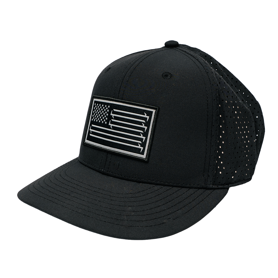Stars And Bars Black - Stretchfit Techmesh Hat