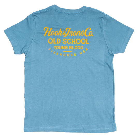 Kids Firefighter T-Shirt (Blue Steel) | Model: Old School Young Blood