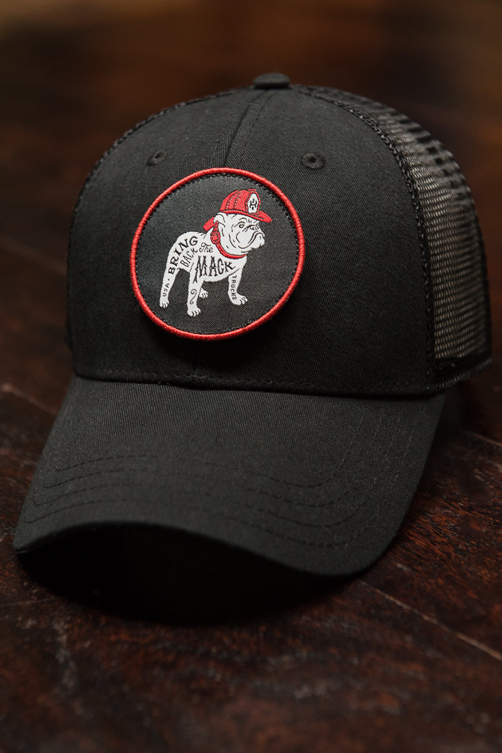 Firefighter Snapback Cap (Black) | Model: Bulldog Patch Trucker Hat