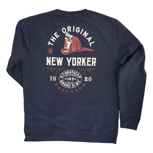 Firefighter Sweatshirt (Navy Blue) | Model: The Original New Yorker Hoodie