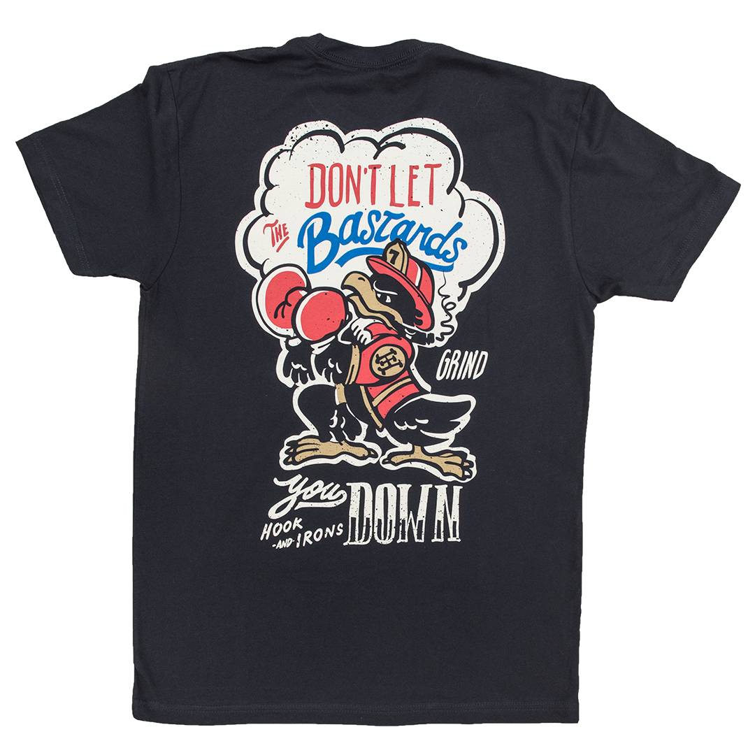 Firefighter T-Shirt (Black) | Model: Don't Let The Bastards Grind You Down