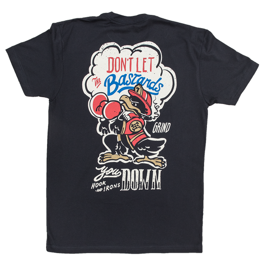 Firefighter T-Shirt (Black) | Model: Don't Let The Bastards Grind You Down